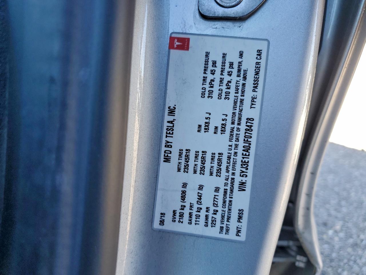 2018 TESLA MODEL 3 photo 12