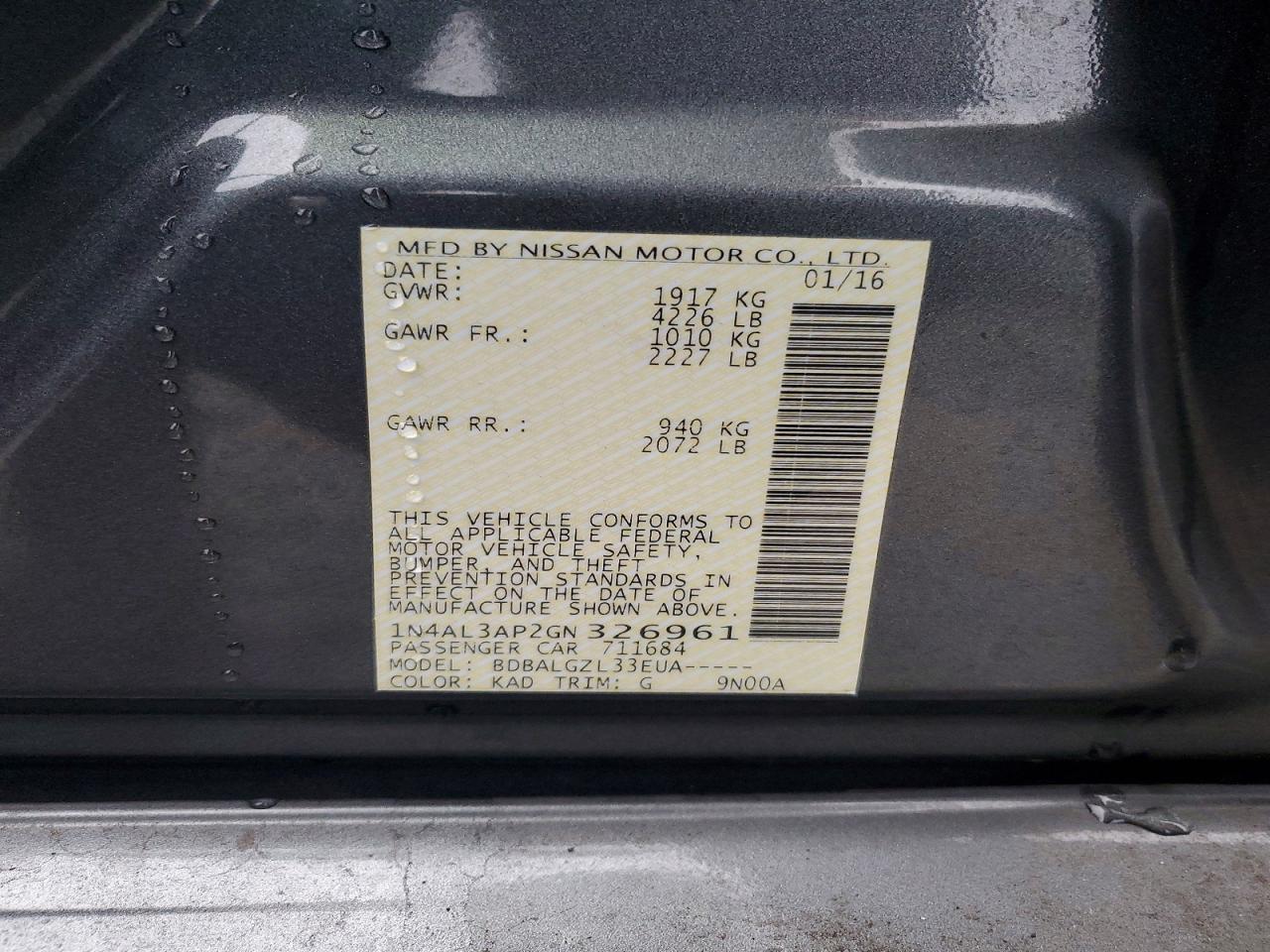 2016 NISSAN ALTIMA 2.5 photo 12
