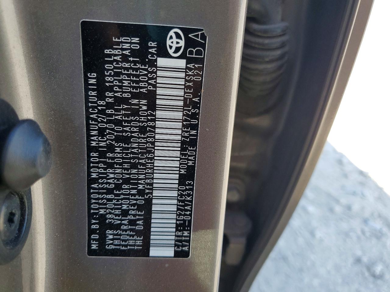 2018 TOYOTA COROLLA L photo 13