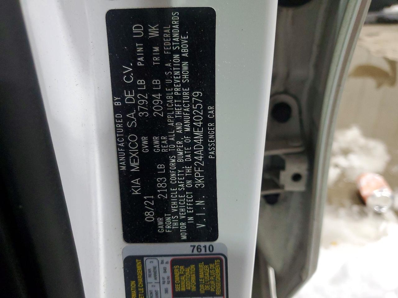 2021 KIA FORTE FE photo 13