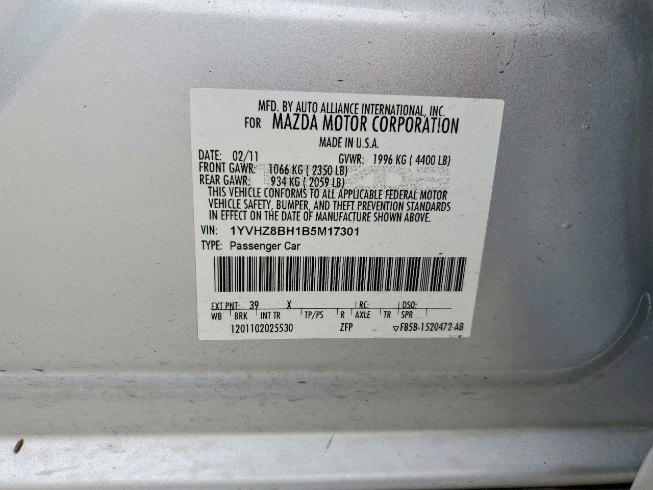 2011 MAZDA 6 I photo 12