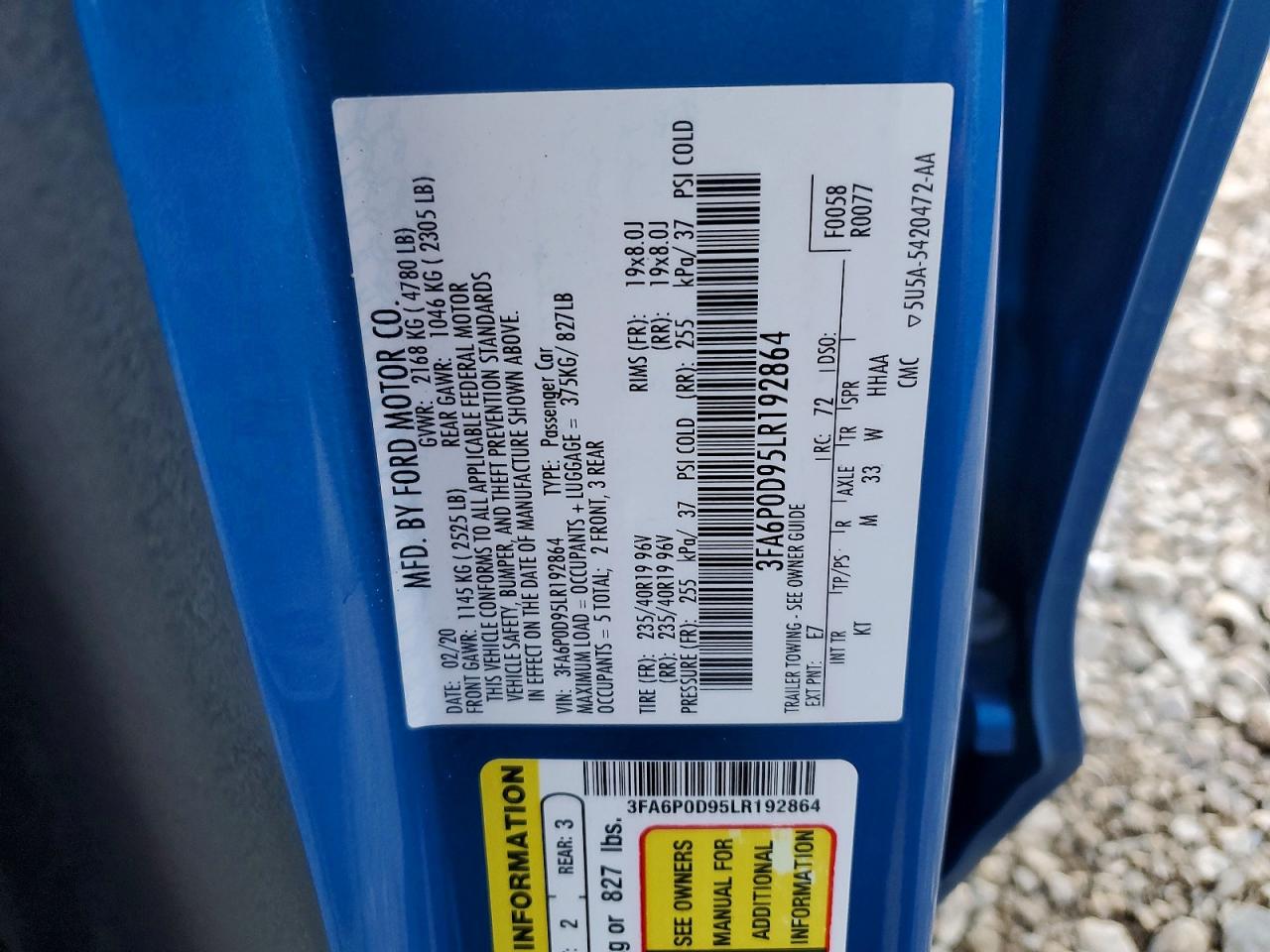 2020 FORD FUSION TITANIUM photo 12