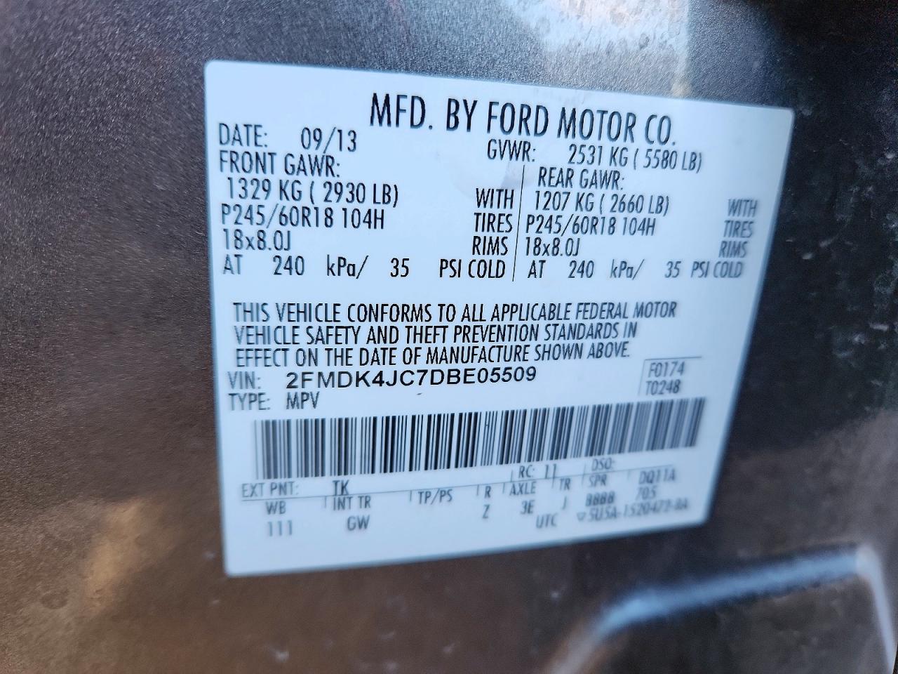 2013 FORD EDGE SEL photo 13