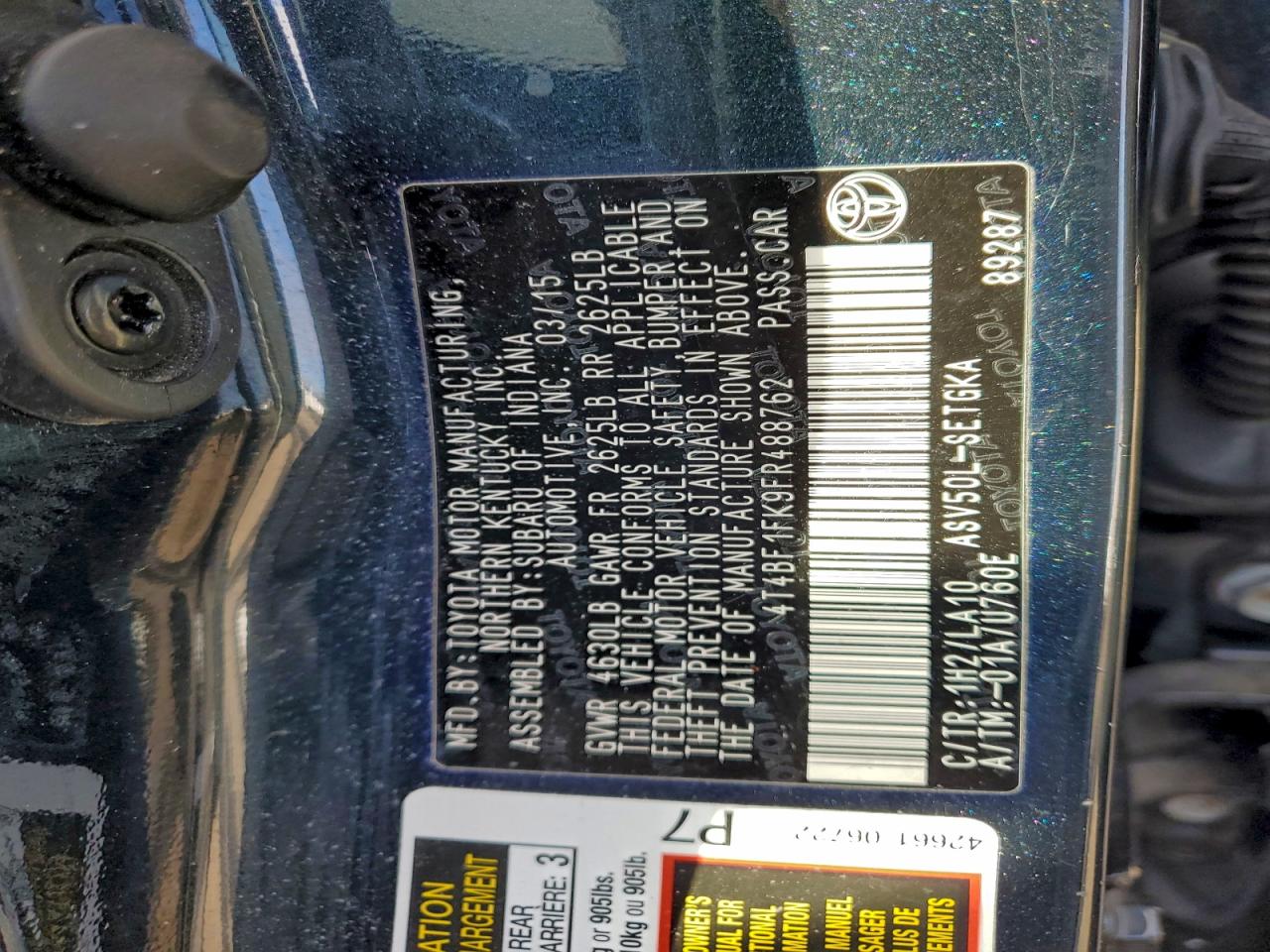 2015 TOYOTA CAMRY LE photo 23
