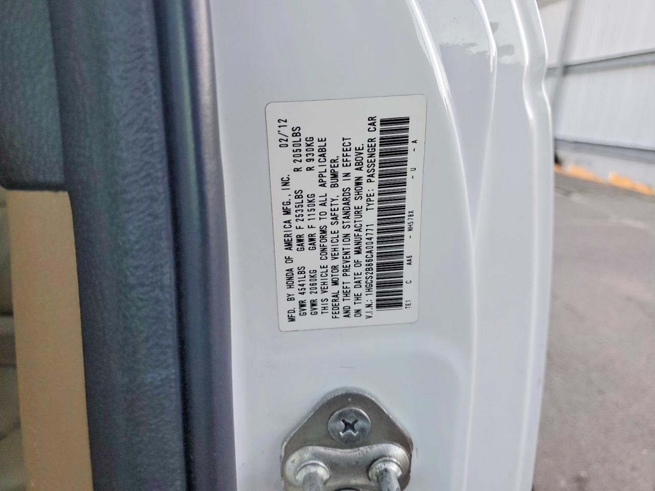 2012 HONDA ACCORD EXL photo 12