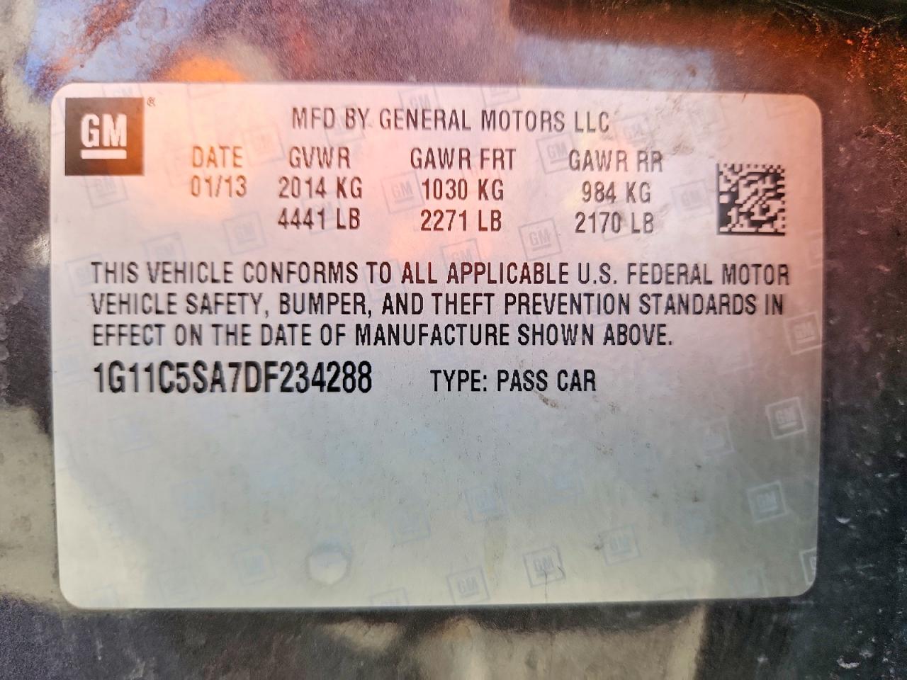 2013 CHEVROLET MALIBU 1LT photo 12