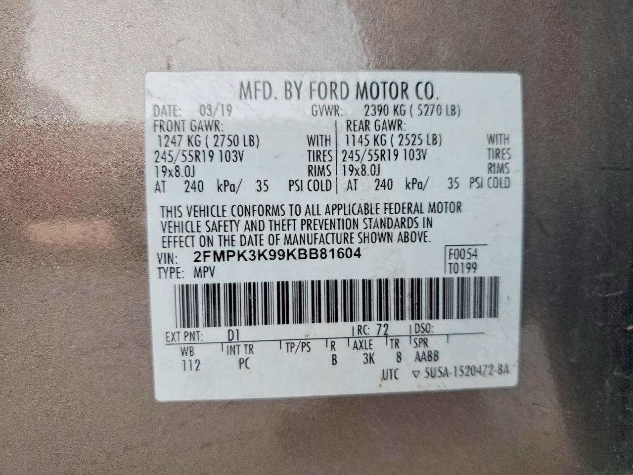 2019 FORD EDGE TITANIUM photo 27