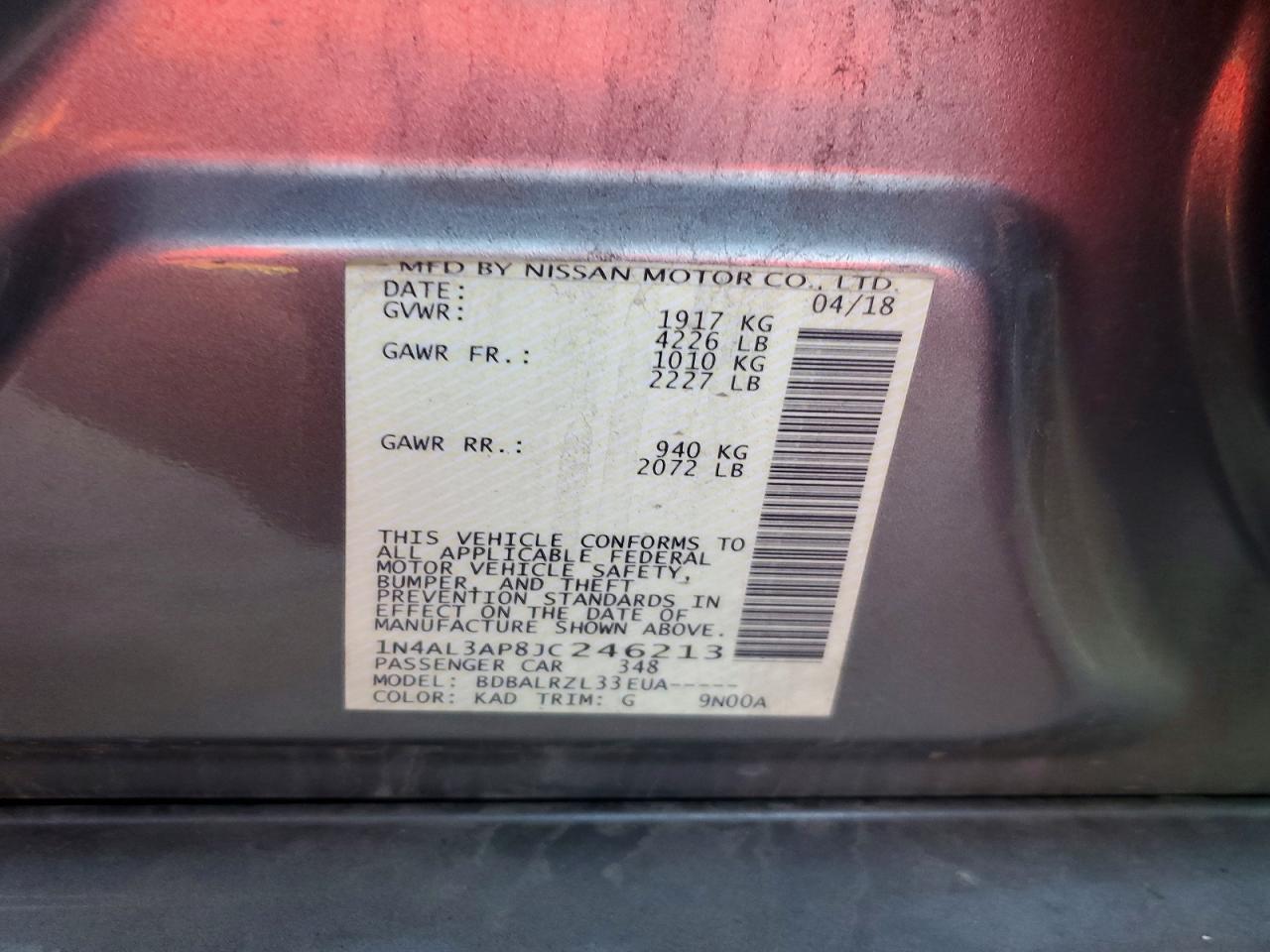 2018 NISSAN ALTIMA 2.5 SL photo 12