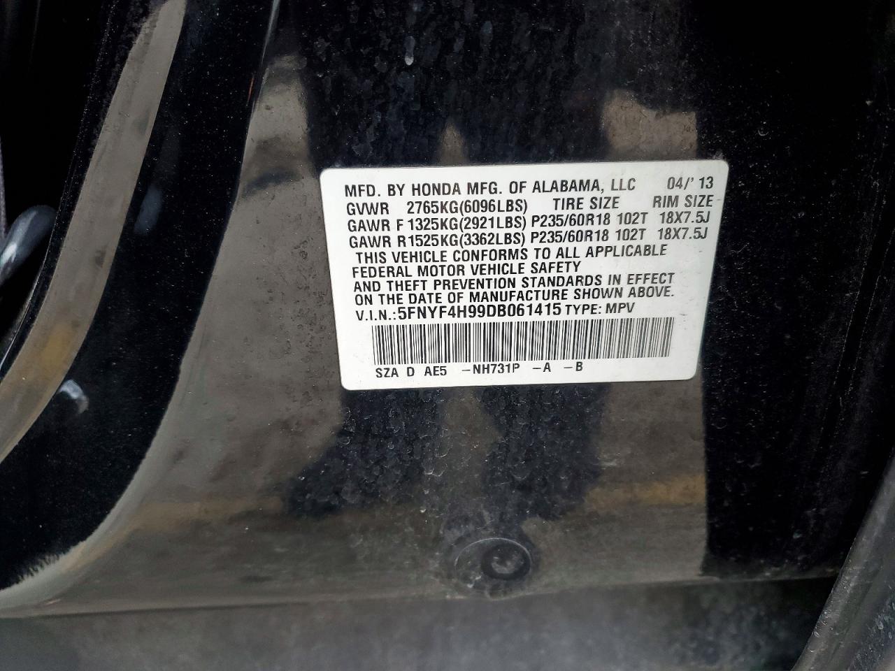 2013 HONDA PILOT TOURING photo 13