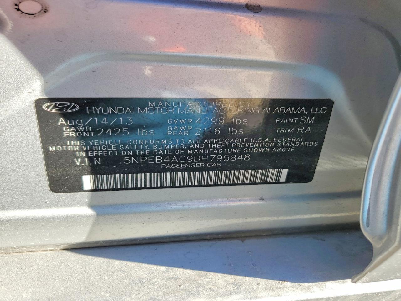 2013 HYUNDAI SONATA GLS photo 12