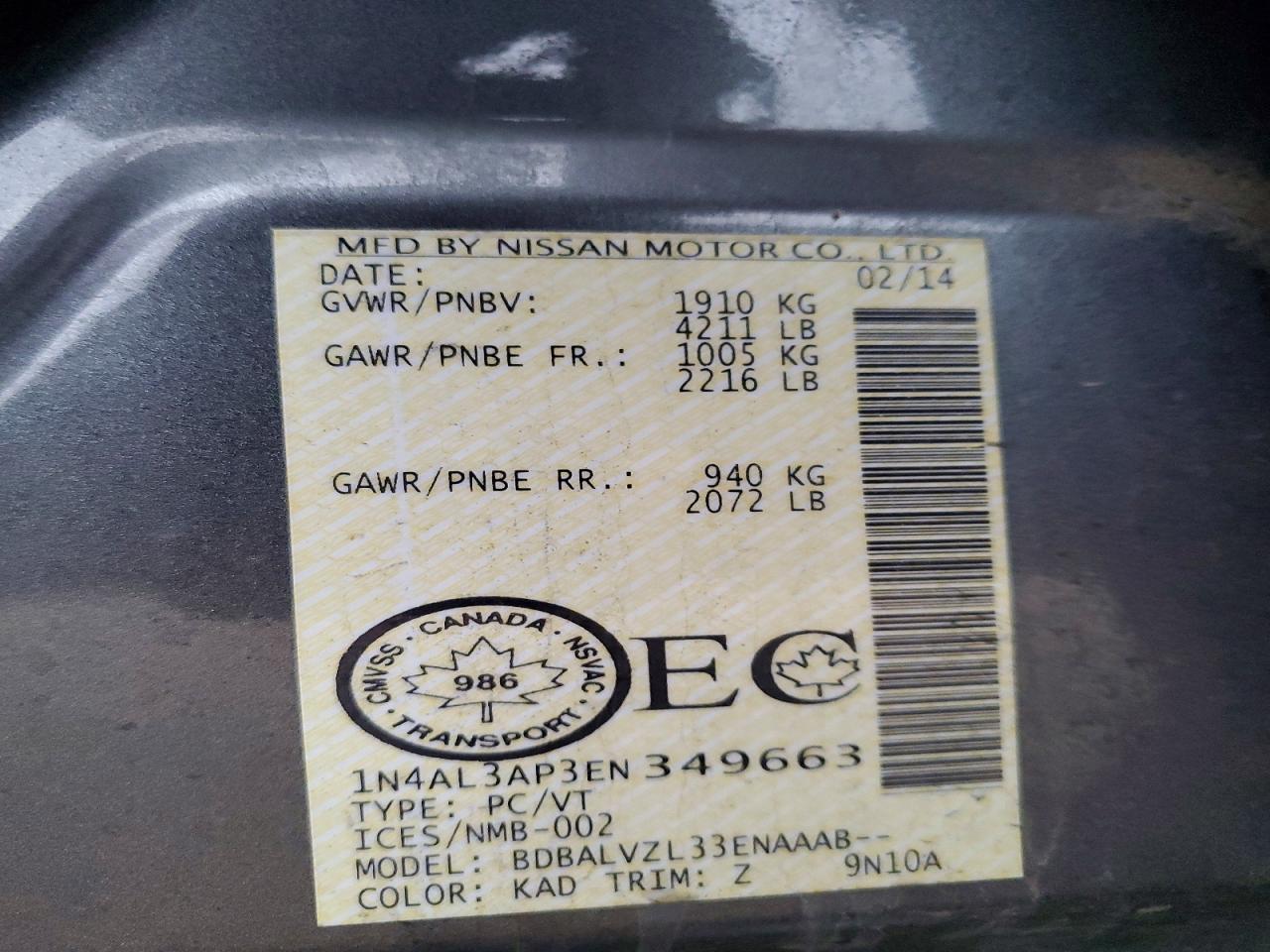 2014 NISSAN ALTIMA 2.5 photo 23
