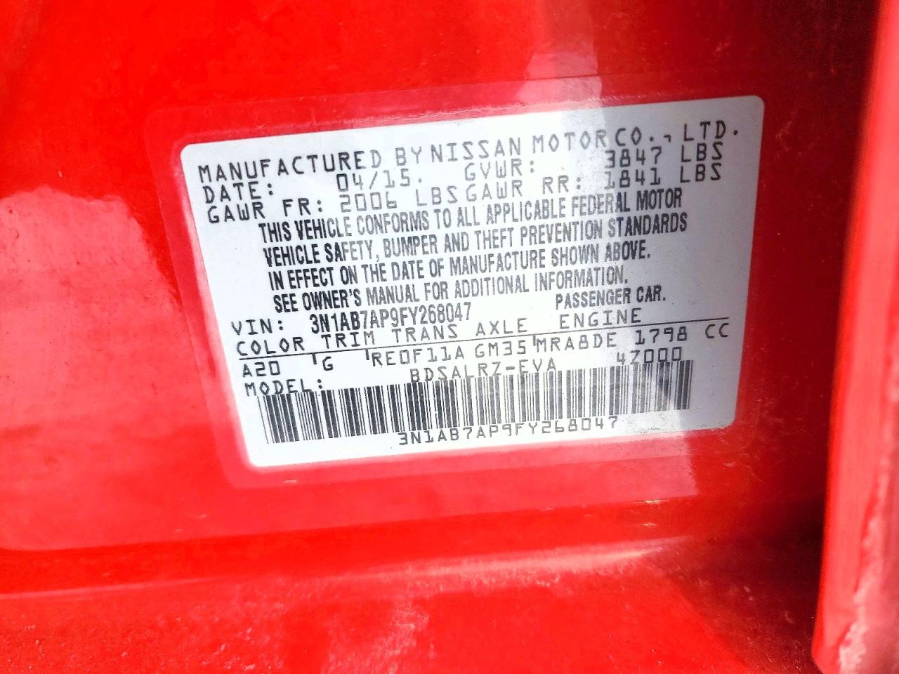 2015 NISSAN SENTRA S photo 13