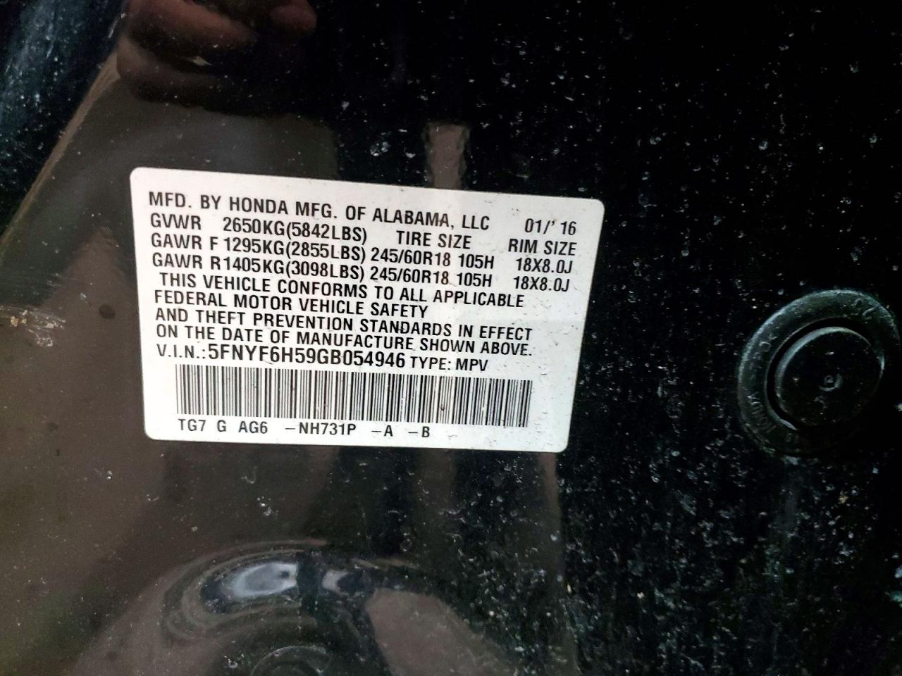 2016 HONDA PILOT EXL photo 13
