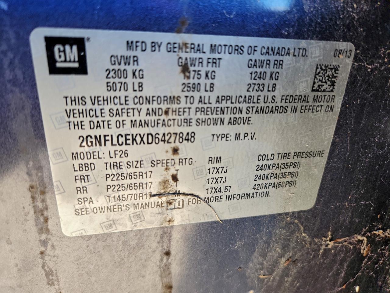 2013 CHEVROLET EQUINOX LS photo 13