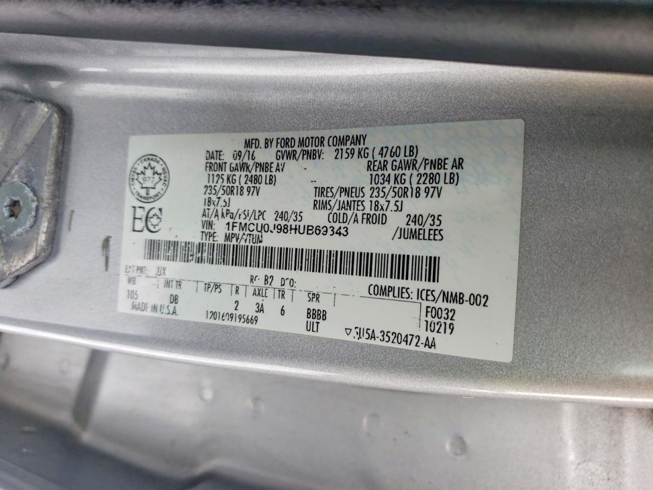 2017 FORD ESCAPE TITANIUM photo 14