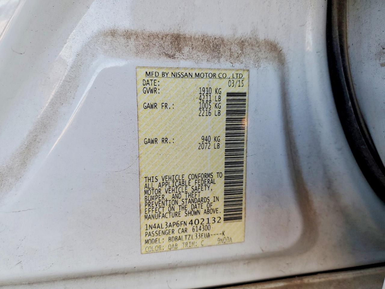 2015 NISSAN ALTIMA 2.5 photo 12