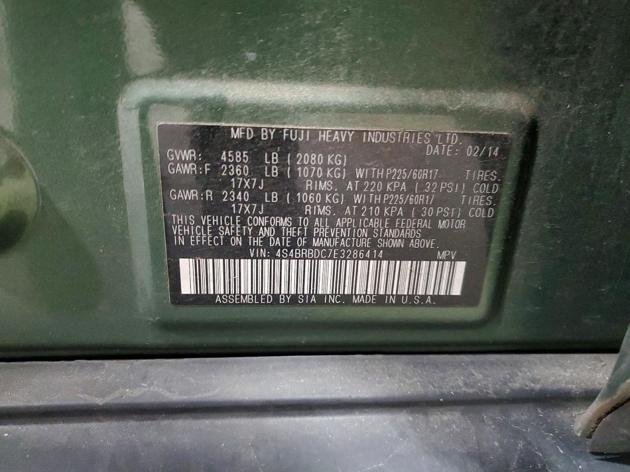 2014 SUBARU OUTBACK 2.5I PREMIUM photo 12