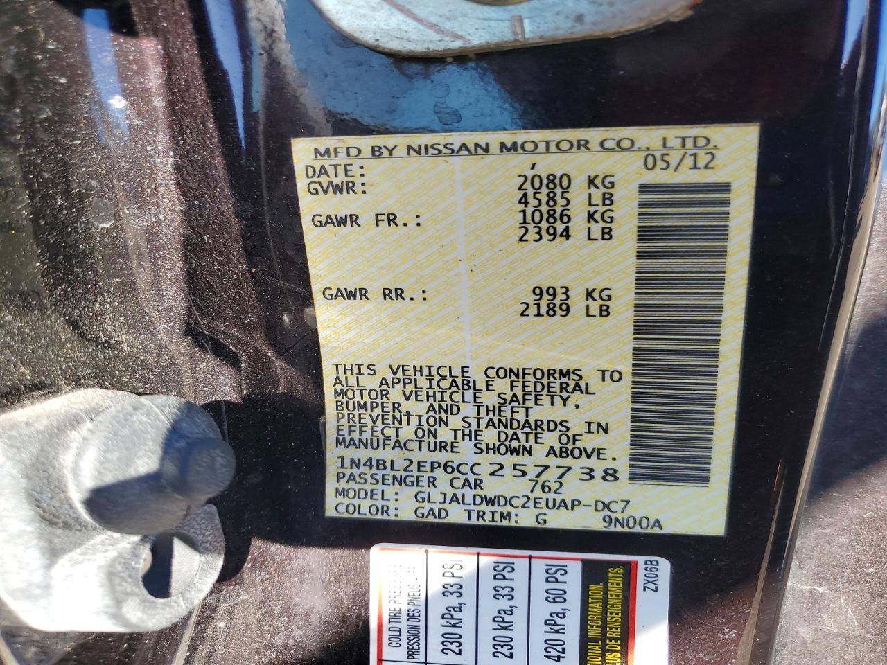 2012 NISSAN ALTIMA SR photo 34
