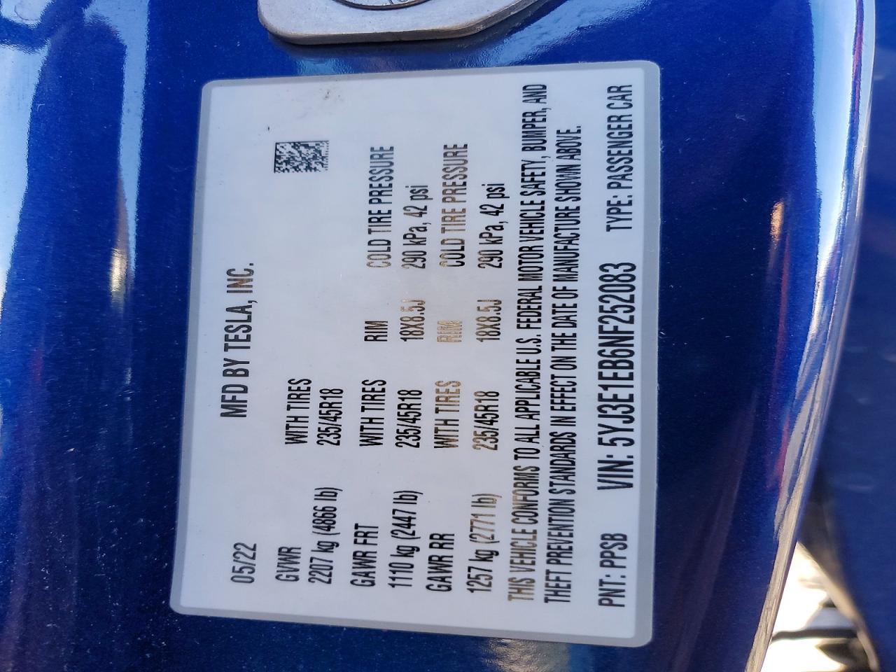 2022 TESLA MODEL 3 photo 12