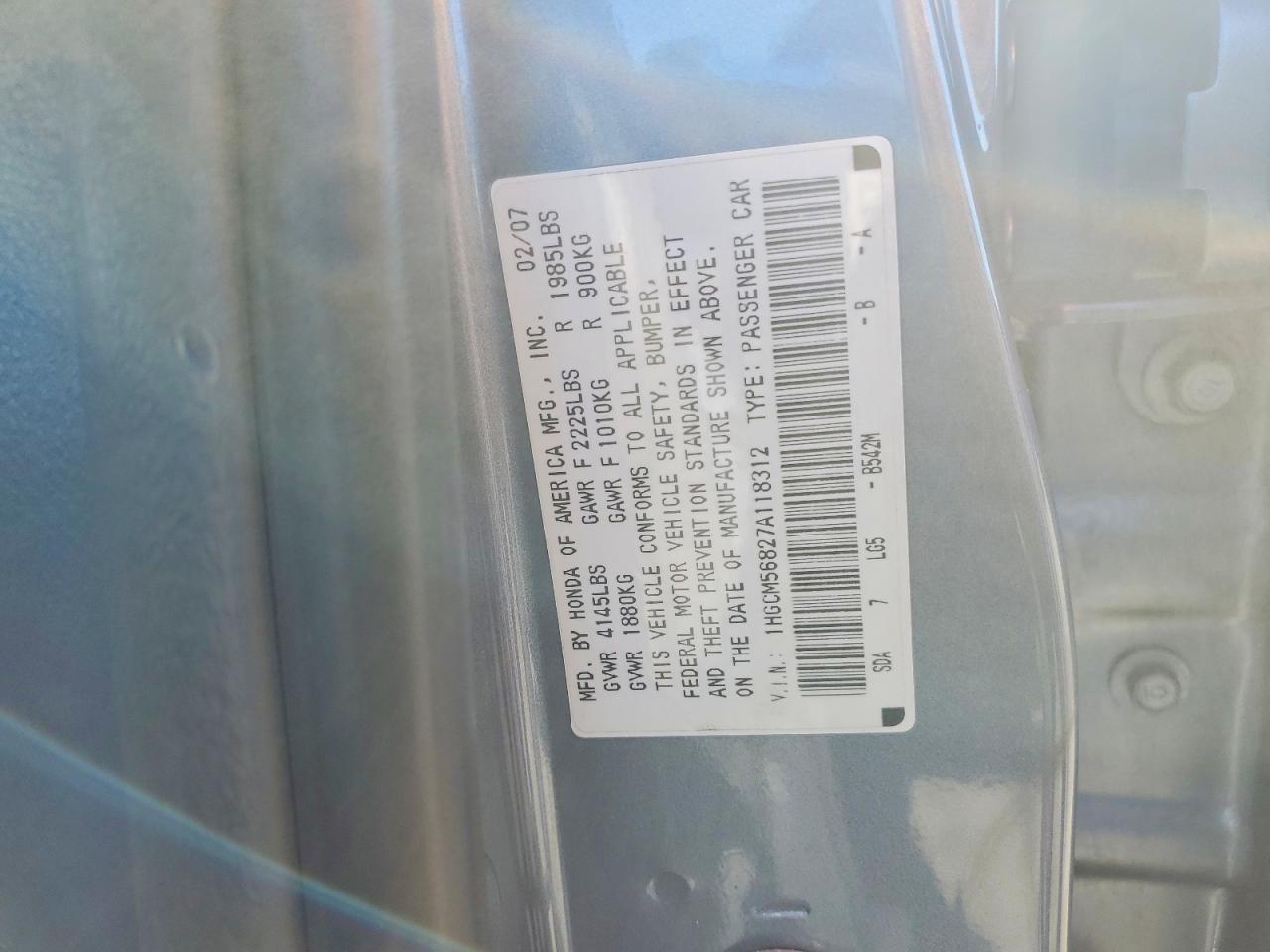 2007 HONDA ACCORD EX photo 23