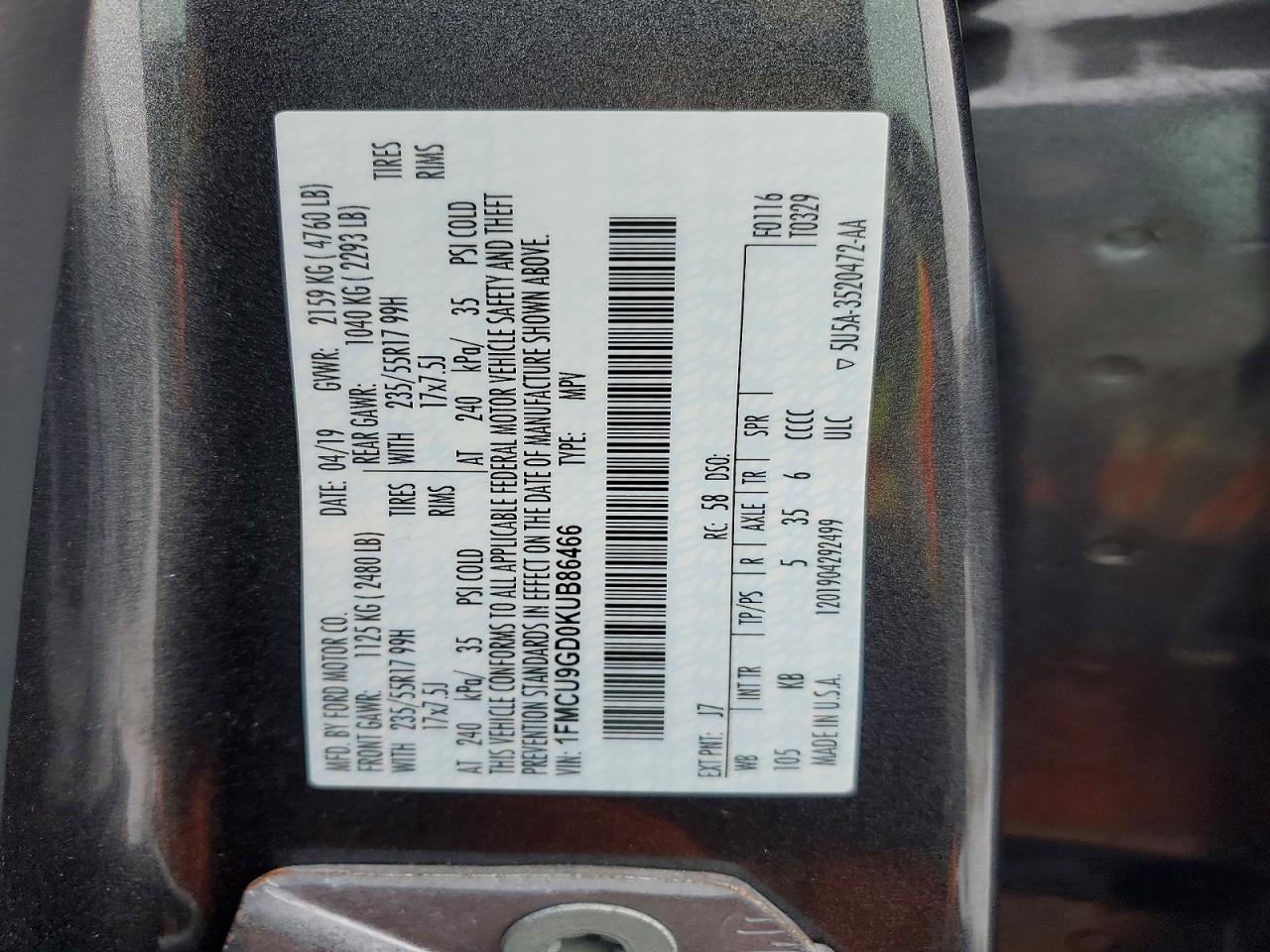 2019 FORD ESCAPE SE photo 40