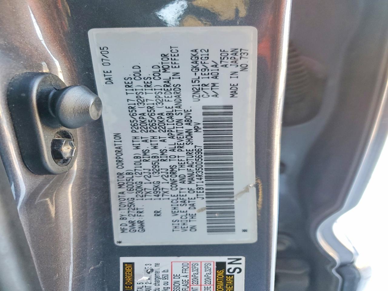 2005 TOYOTA 4RUNNER SR5 photo 13