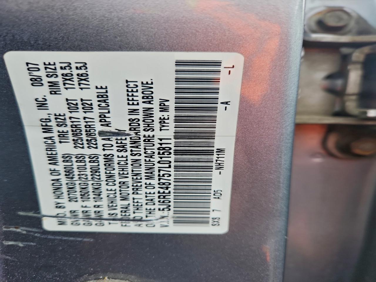 2007 HONDA CR-V EXL photo 23