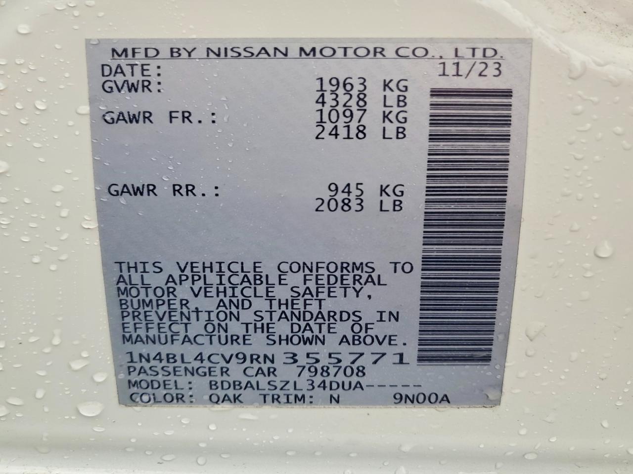 2024 NISSAN ALTIMA SR photo 13