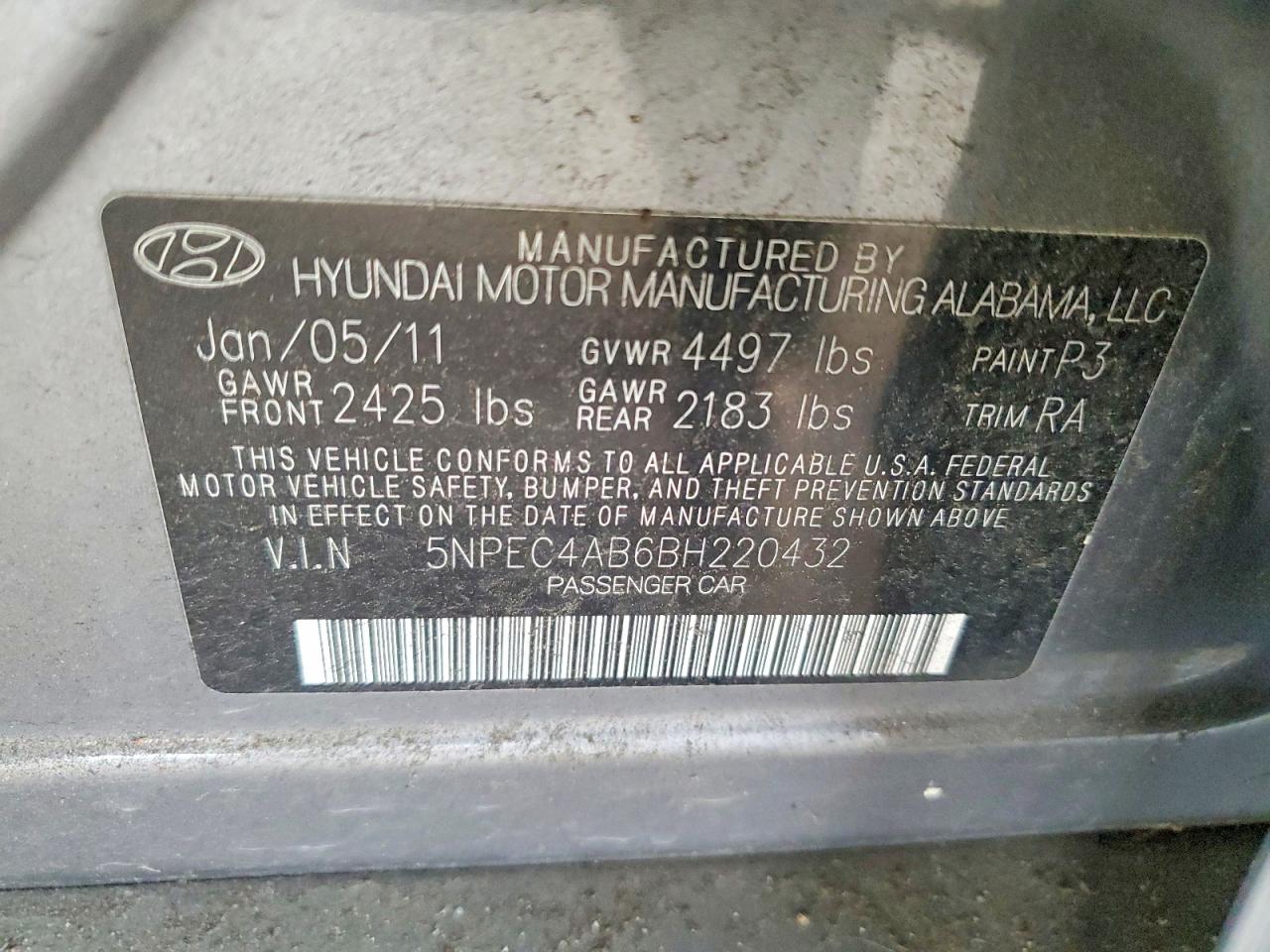 2011 HYUNDAI SONATA SE photo 12