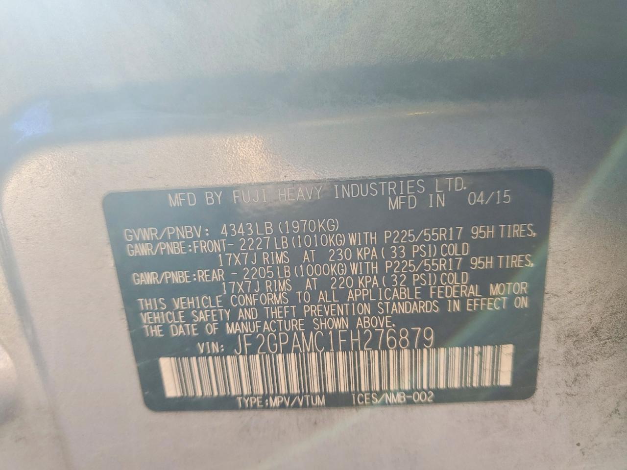 2015 SUBARU XV CROSSTREK 2.0 LIMITED photo 13