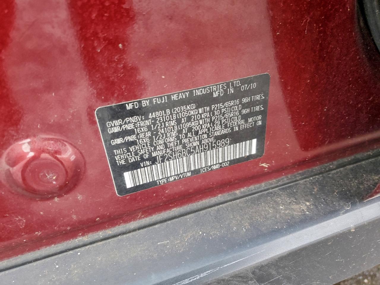 2010 SUBARU FORESTER photo 23