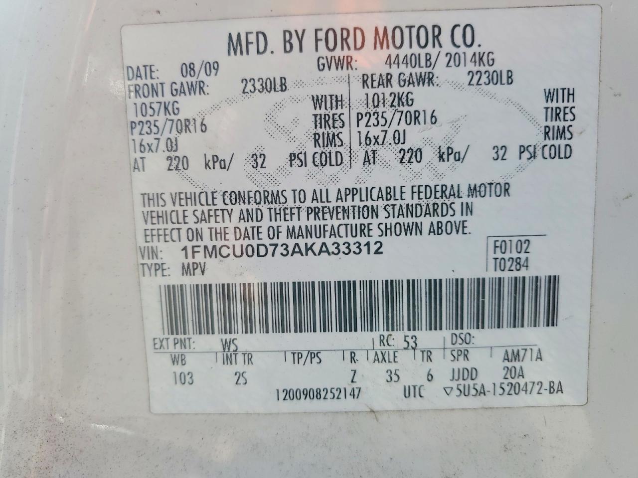 2010 FORD ESCAPE XLT photo 34