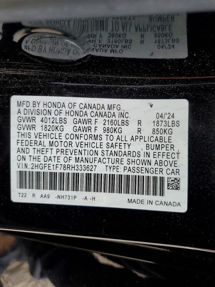 2024 HONDA CIVIC EX photo 12