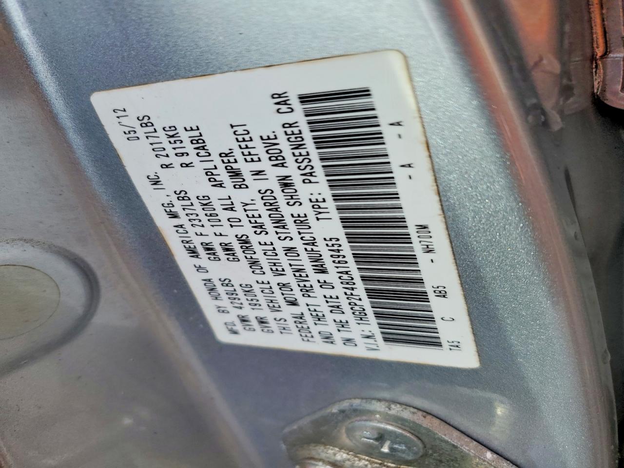 2012 HONDA ACCORD LXP photo 34