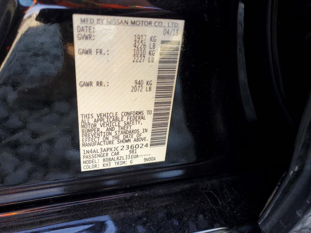 2018 NISSAN ALTIMA 2.5 photo 12