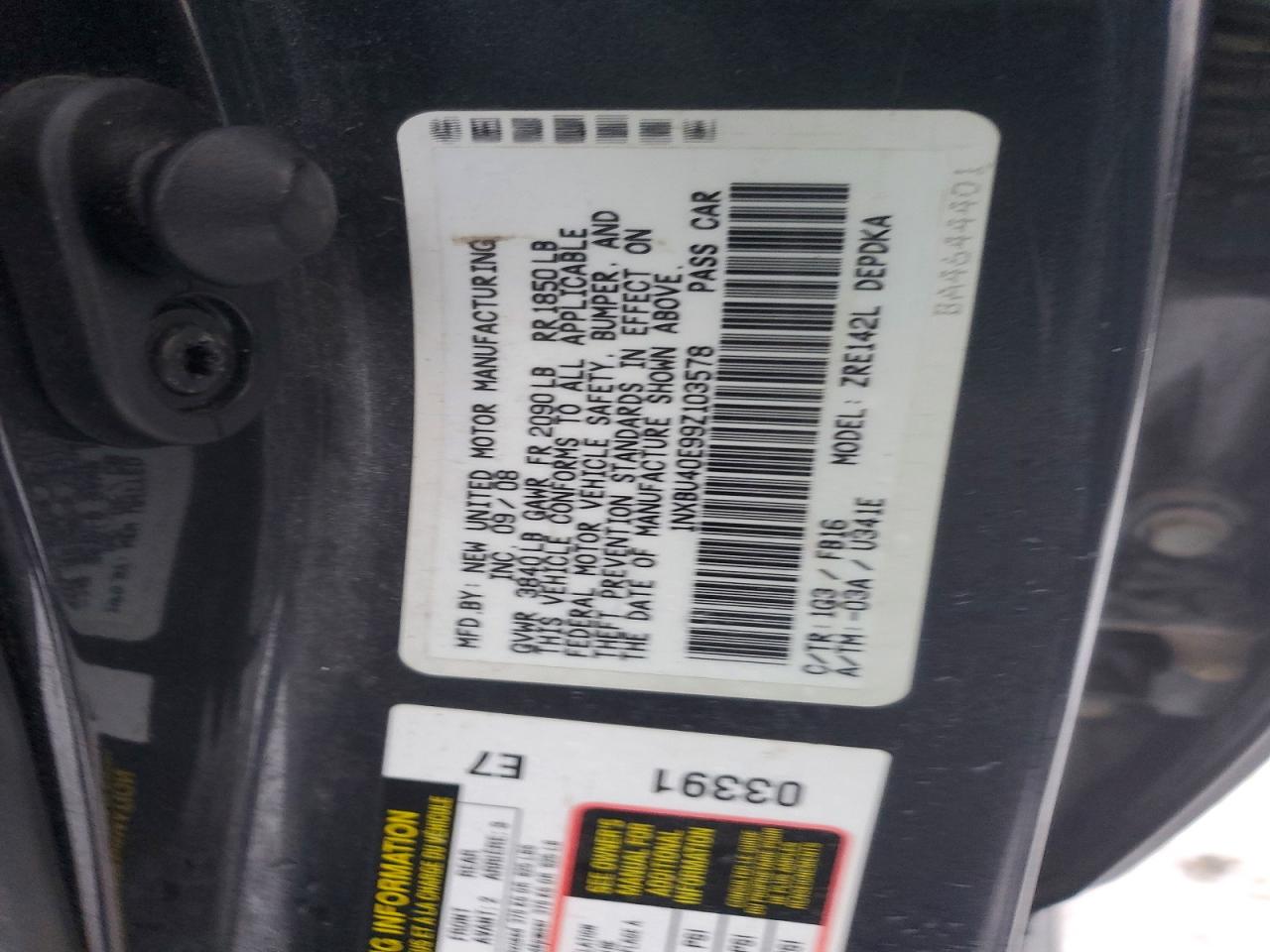 2009 TOYOTA COROLLA BASE photo 12