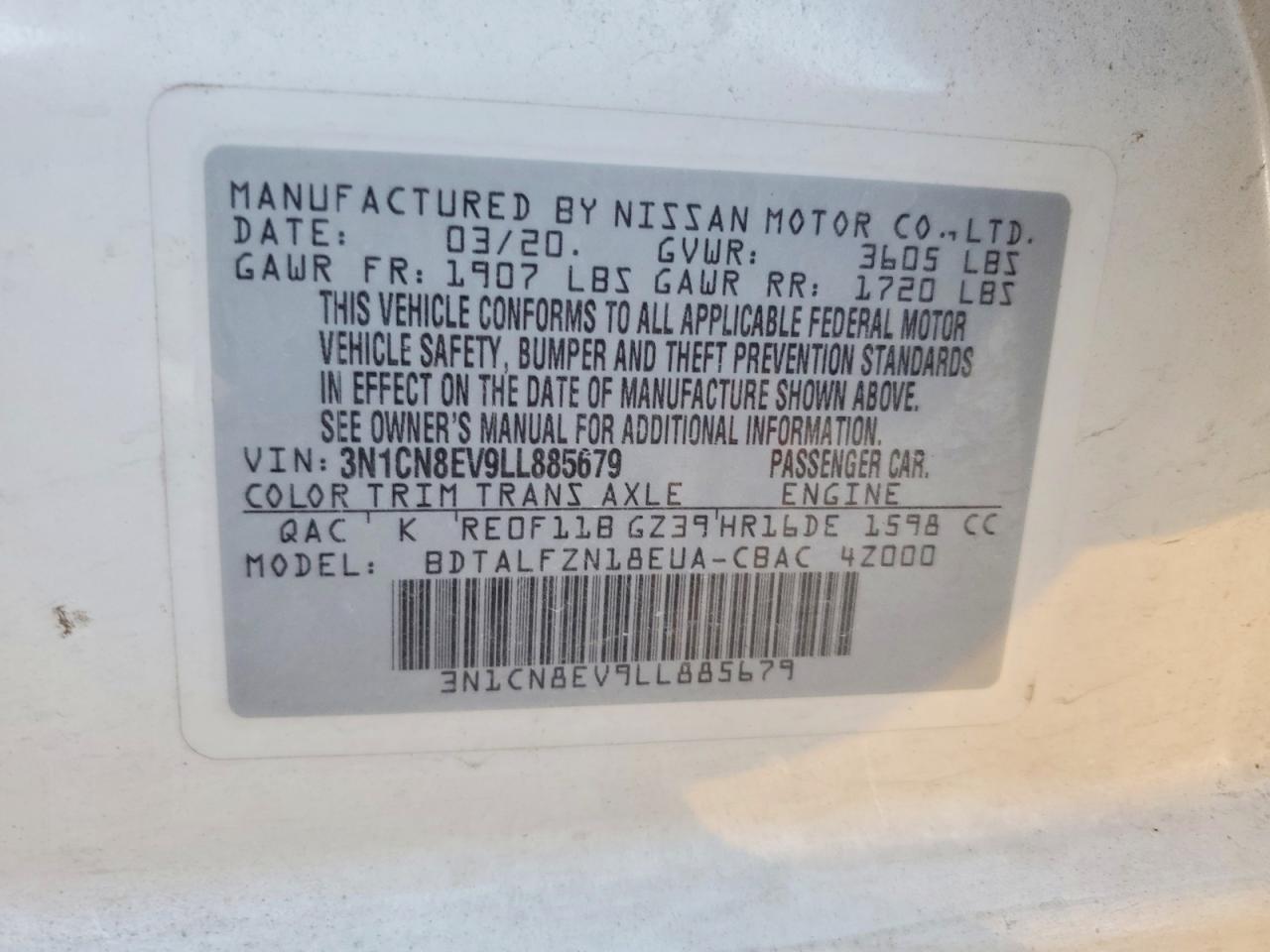 2020 NISSAN VERSA SV photo 12