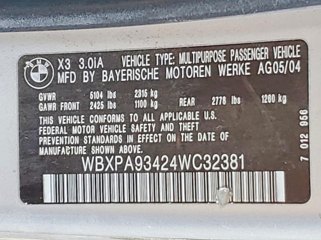 2004 BMW X3 3.0I photo 13