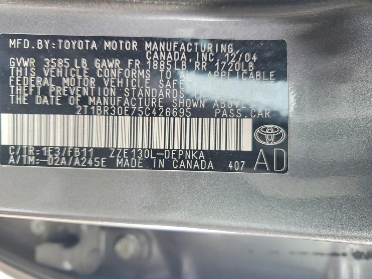 2005 TOYOTA COROLLA CE photo 12