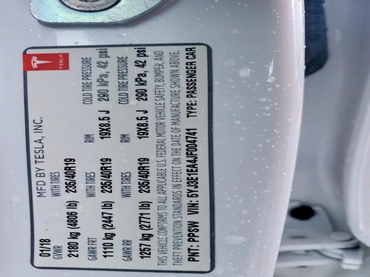 2018 TESLA MODEL 3 photo 14