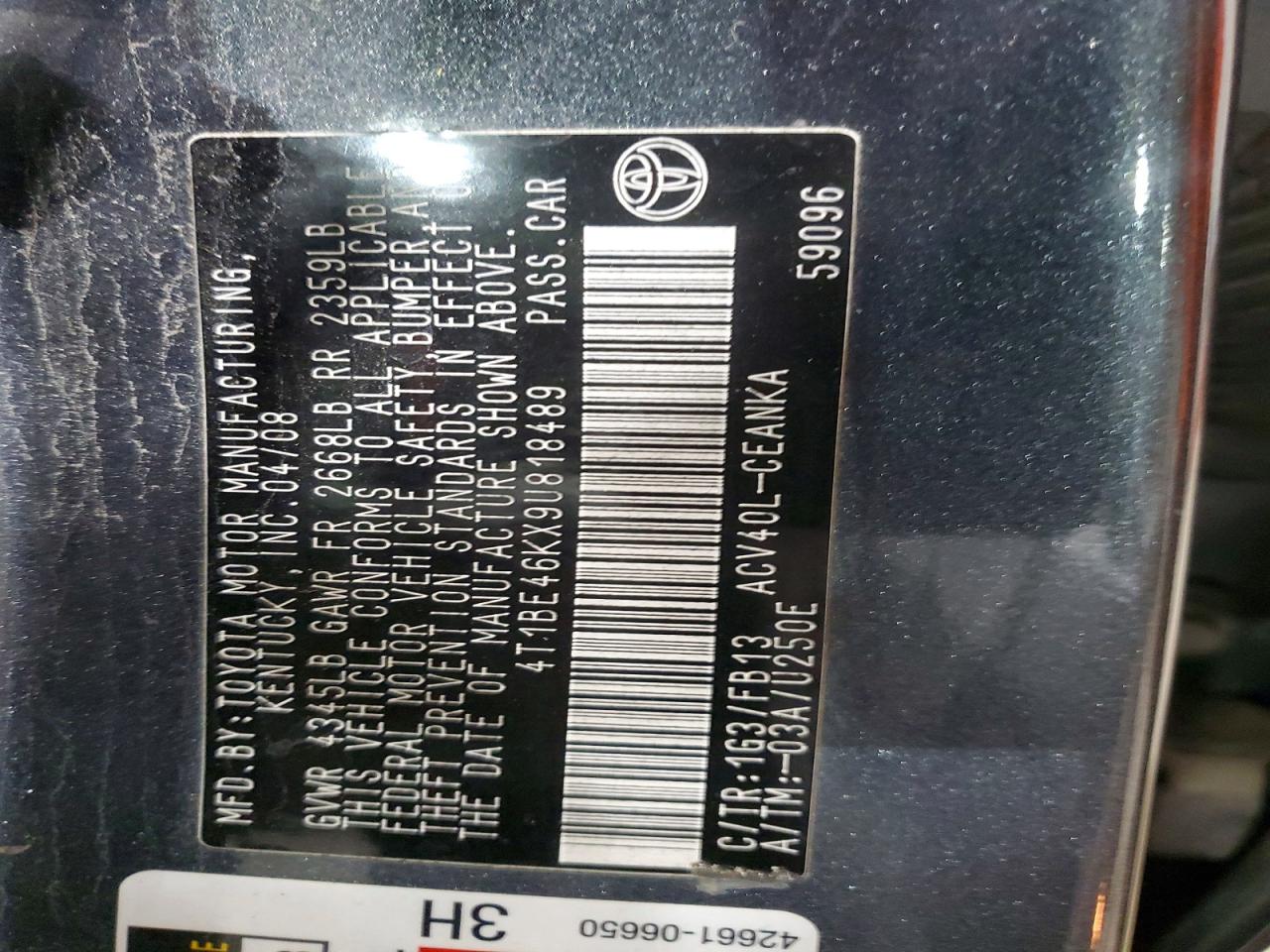 2009 TOYOTA CAMRY BASE photo 12