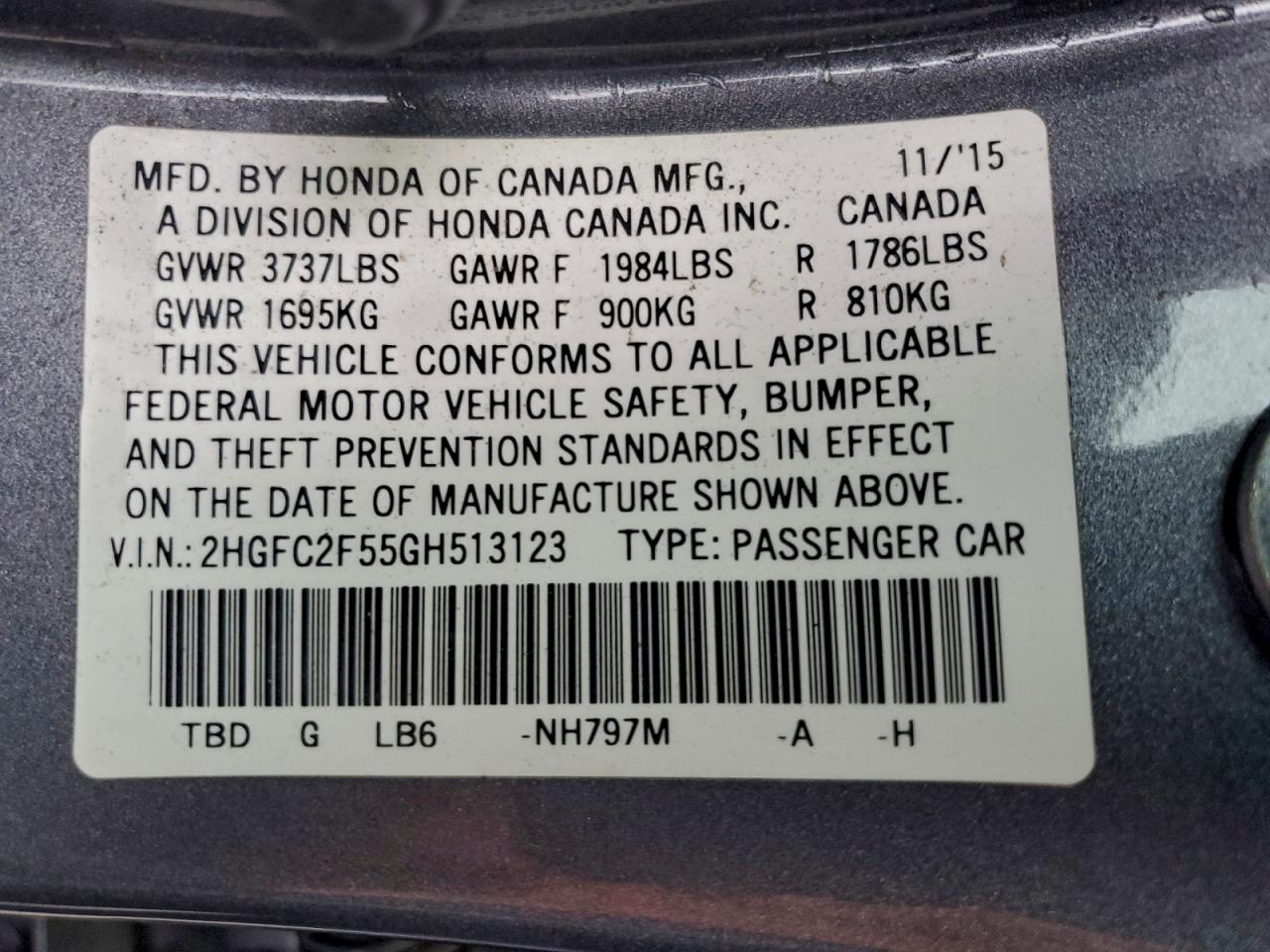2016 HONDA CIVIC LX photo 12