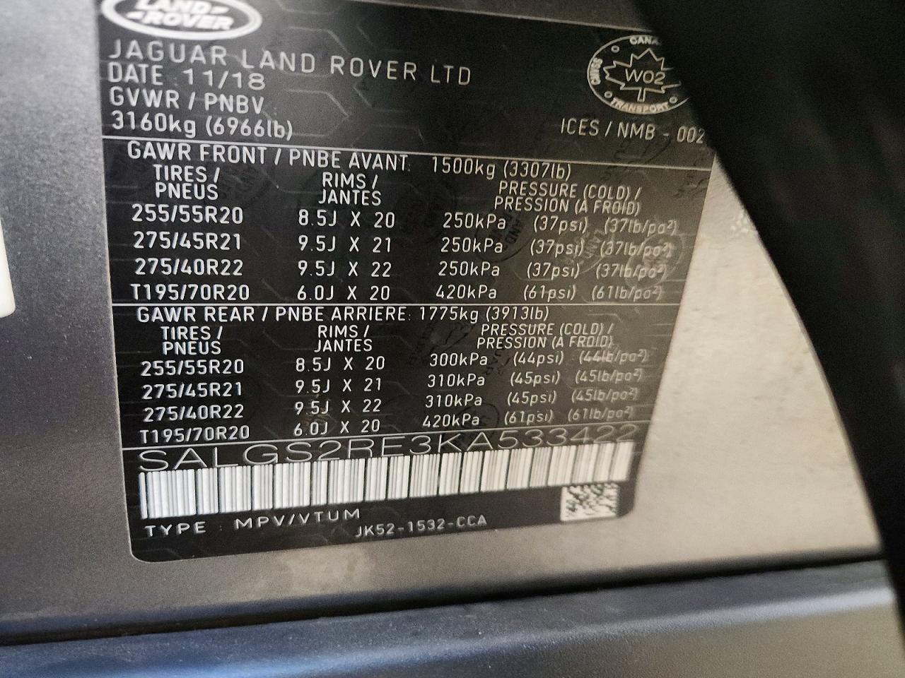 2019 LAND ROVER RANGE ROVER SUPERCHARGED photo 13