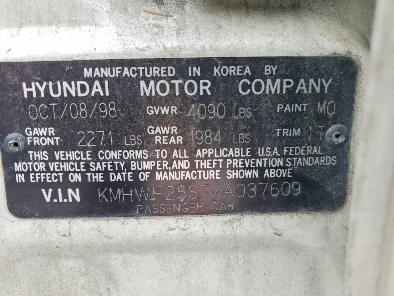 1999 HYUNDAI SONATA GL photo 13