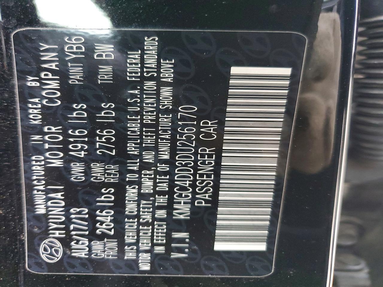 2013 HYUNDAI GENESIS 3.8L photo 23