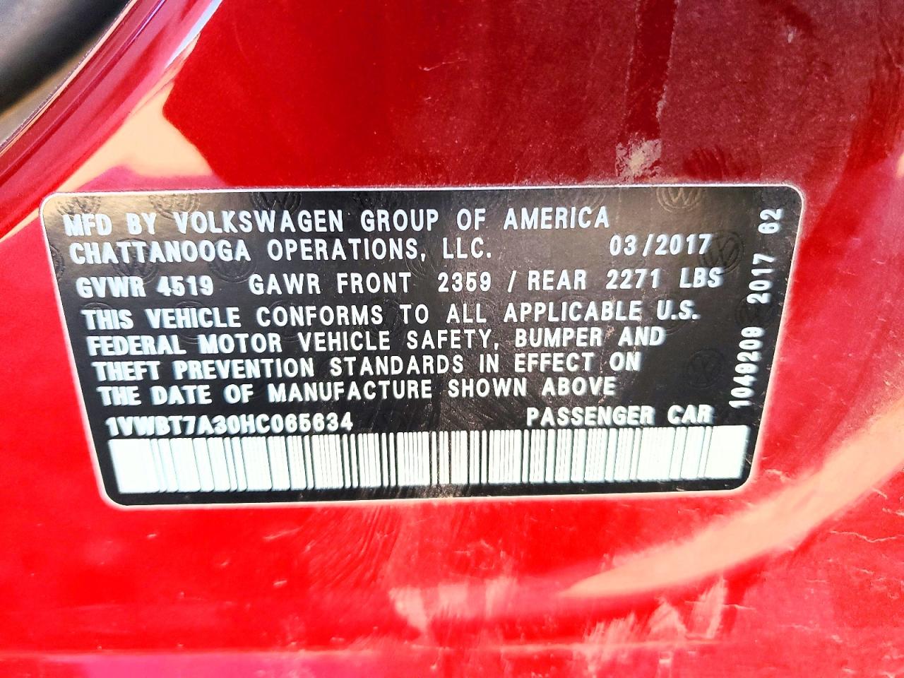 2017 VOLKSWAGEN PASSAT SE photo 12