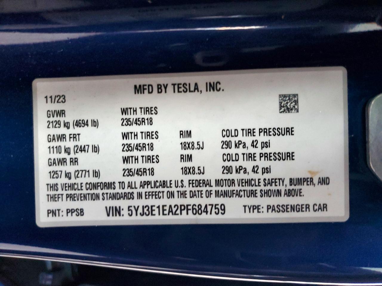 2023 TESLA MODEL 3 photo 23