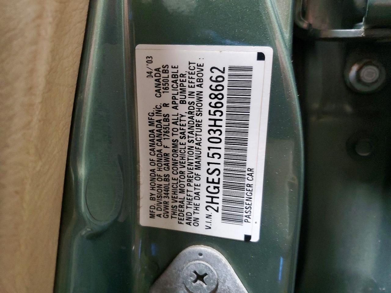 2003 HONDA CIVIC DX photo 25