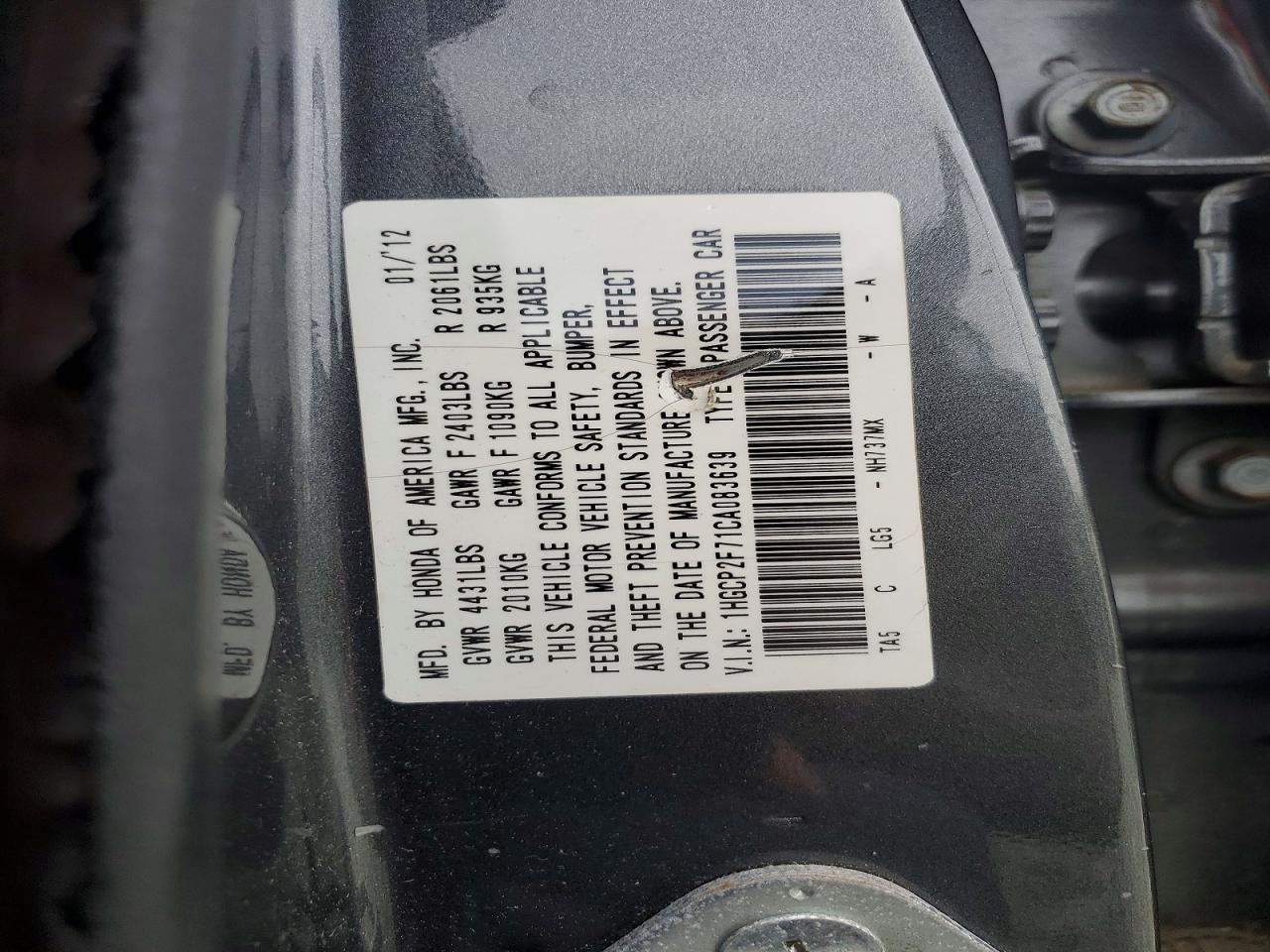 2012 HONDA ACCORD photo 34