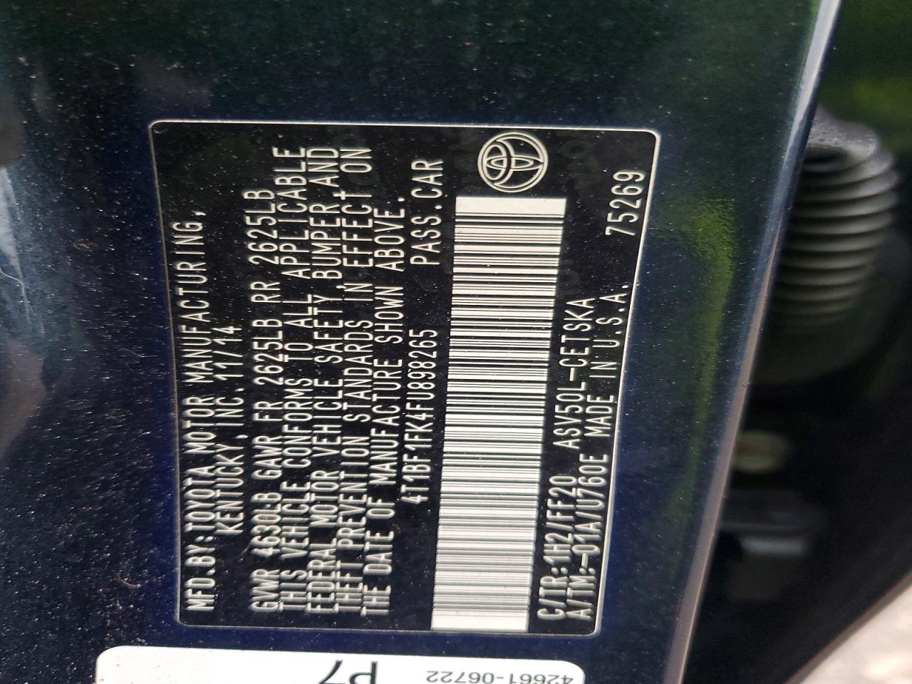 2015 TOYOTA CAMRY LE photo 25